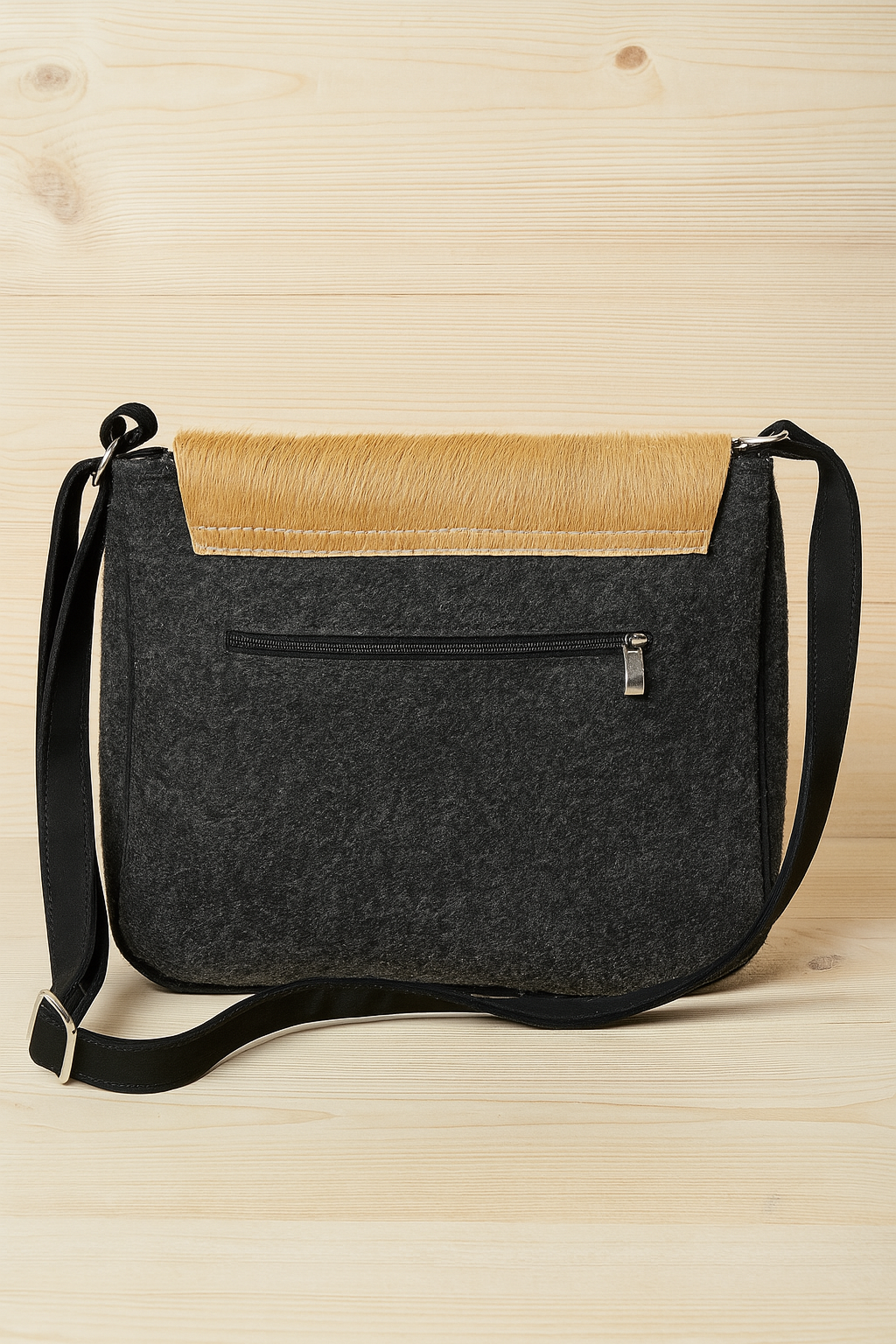 Loisel's Kuhfelltasche Groß beige mit Filz
