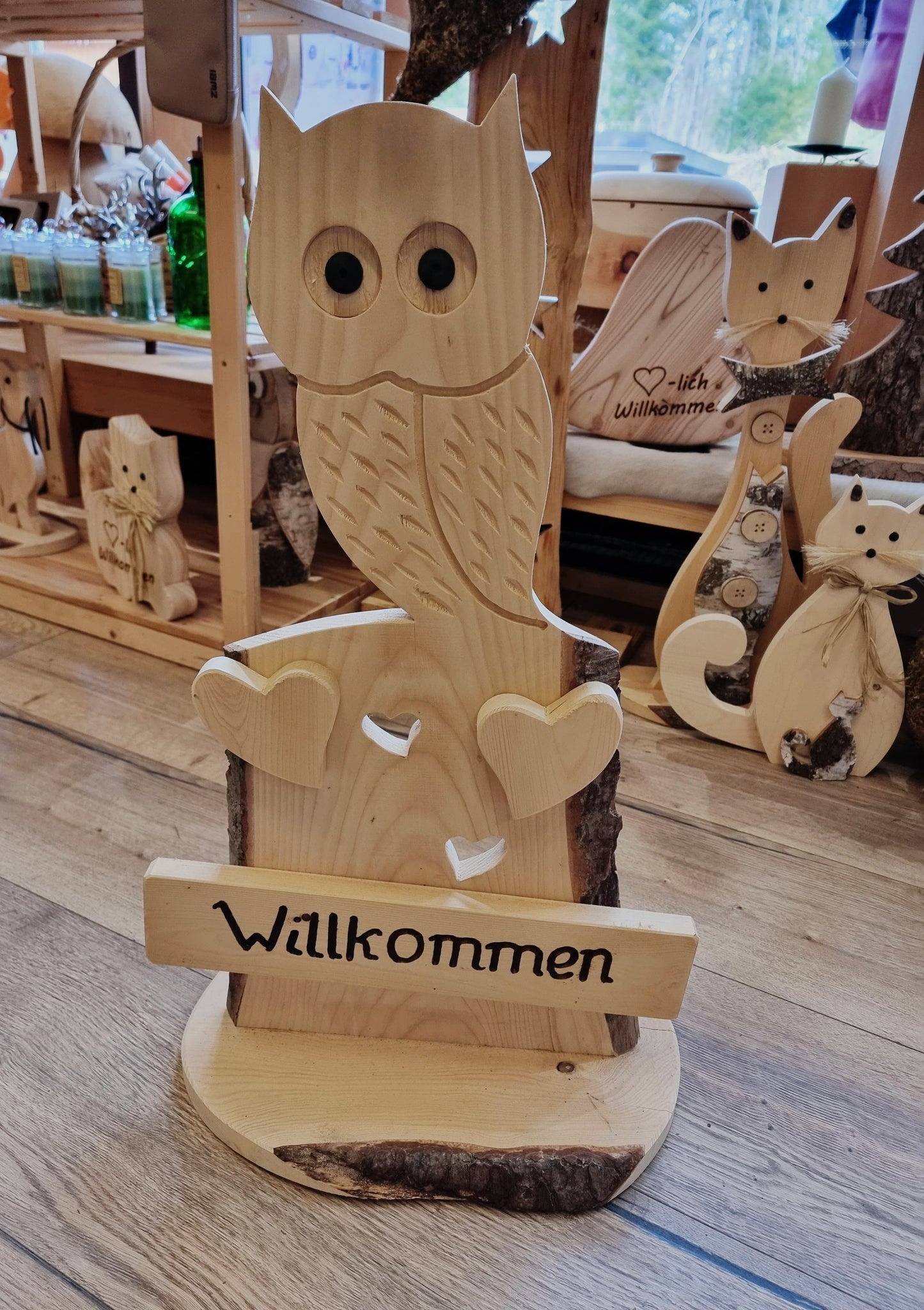 Holzschild Eule / Willkommensschild