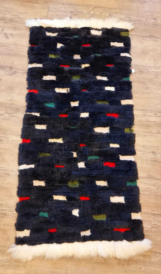 Echter Lammfell-Teppich in Patchwork Stil Nr.1