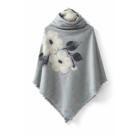 Poncho + Loopschal Set grau