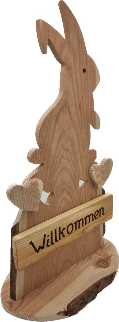 Holz-Willkommesschild Hase
