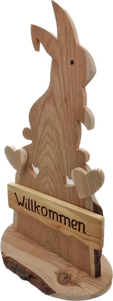 Holz-Willkommesschild Hase