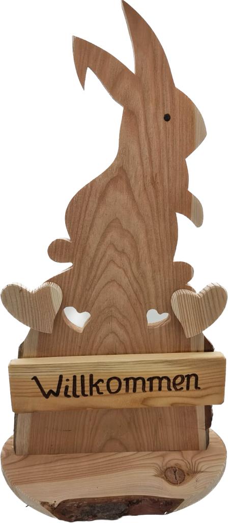 Holz-Willkommesschild Hase