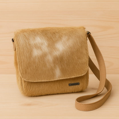 Loisel's Kuhfelltasche beige mit weißen Flecken