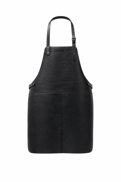 Leder Grillschürze - schwarz