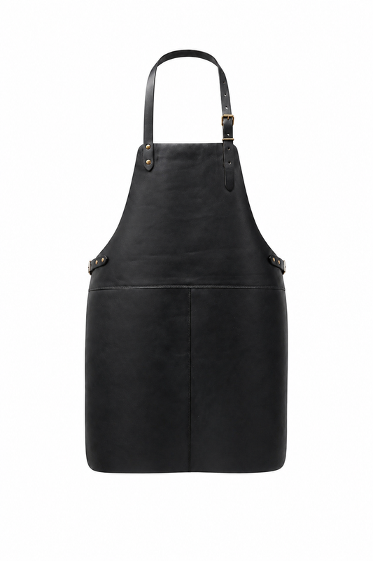Leder Grillschürze - schwarz