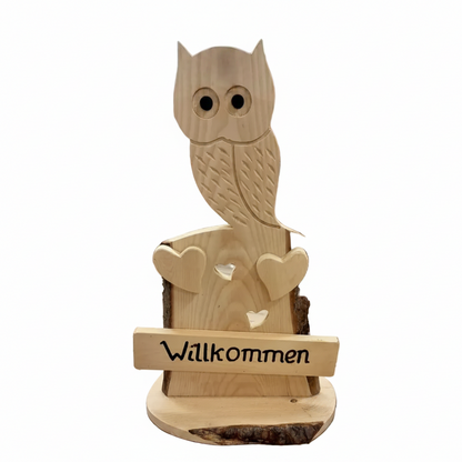 Holzschild Eule / Willkommensschild