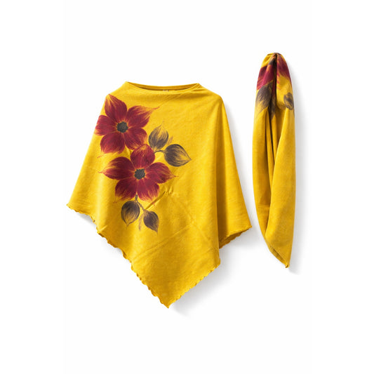 Poncho + Loopschal Set gelb